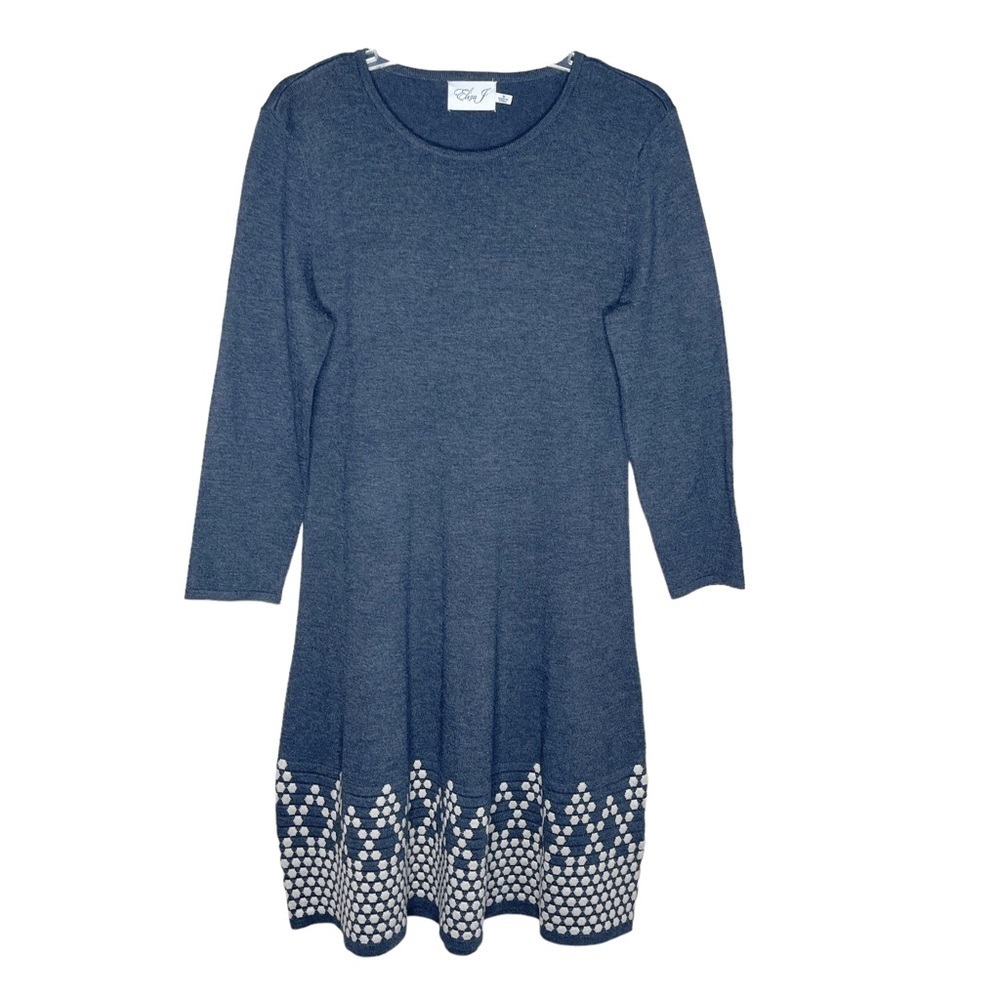 Eliza J Charcoal Gray Dotted Hem Knitted Sweater Dress Women's Medium